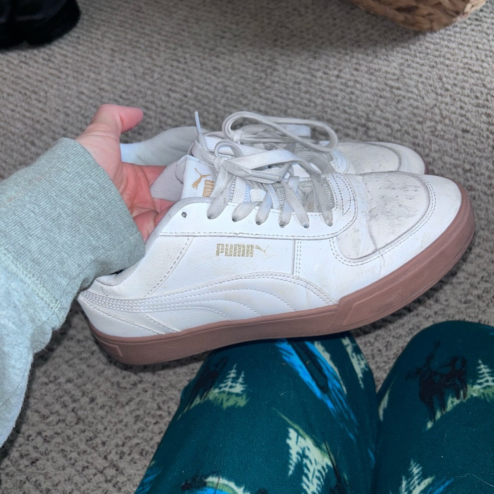 Puma Women's White and Tan Sneakers